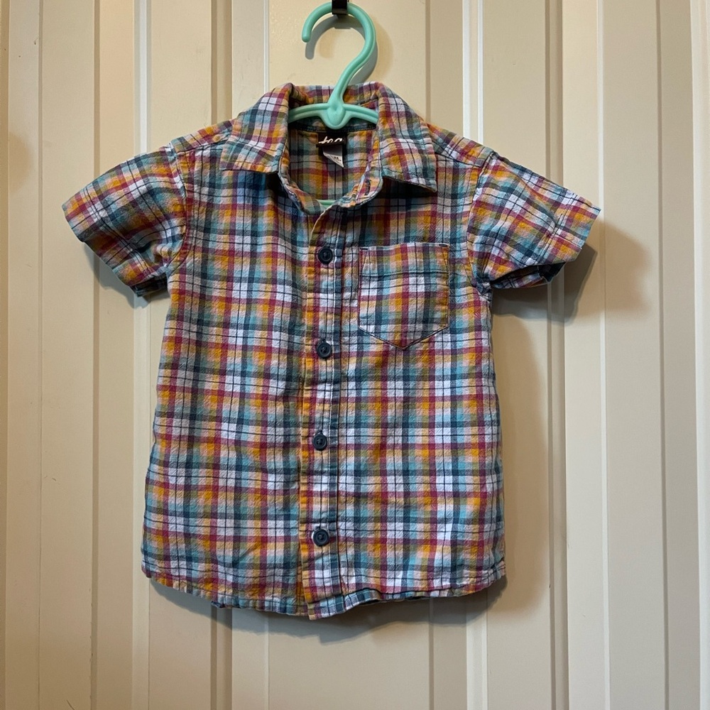 Tea Collection Colorful Plaid Button Down Shirt